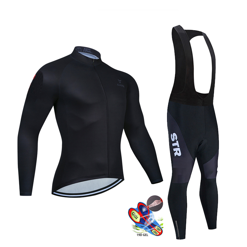 Mountain Biking Uniform - ฤดูใบไม้ร่วงสีดําชุดขี่จักรยานJerseyแขนยาว 2022 ใหม่STRขี่จักรยานเสื้อผ้ากีฬาBreathable MenชุดจักรยานMTBกางเกงสวมใส่