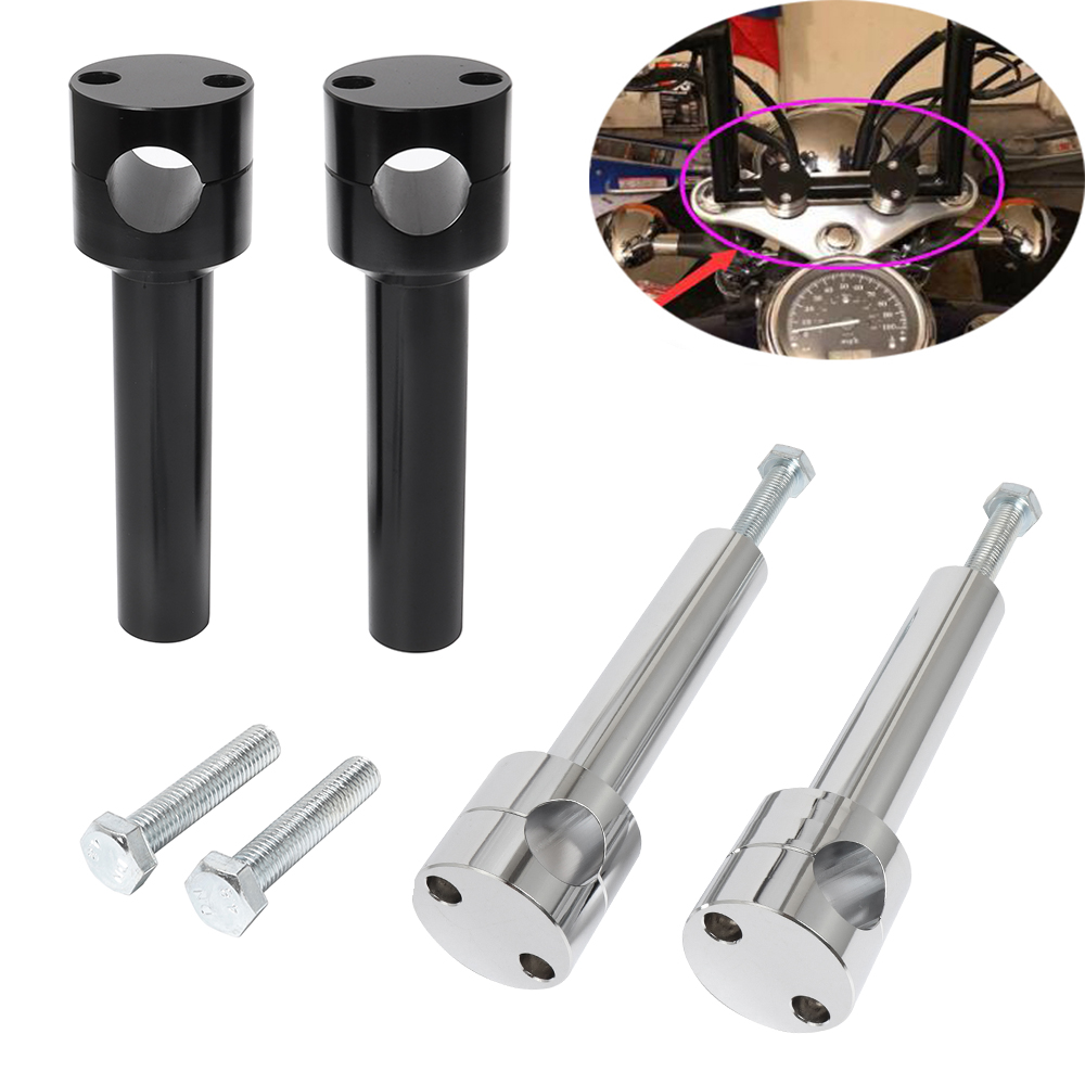Handlebar Riser Stem - อุปกรณ์เสริมรถจักรยานยนต์Handlebar Riser Clamp Mount Adapter Kitสีดํารอบ