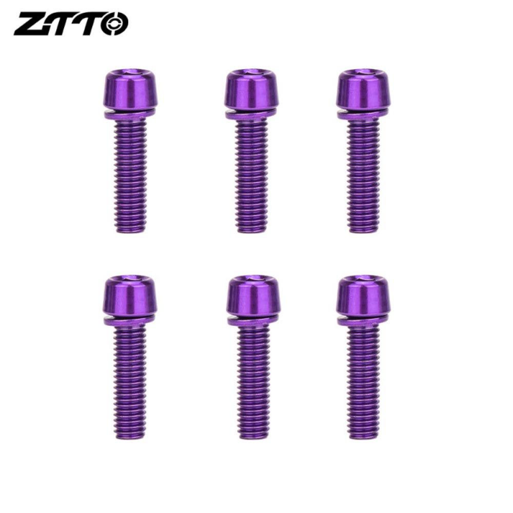 Handlebar Riser Stem - 6 ชิ้น สลักเกลียวแฮนด์จักรยานเคลือบไทเทเนียม สแตนเลส M5*18MM สำหรับแฮนด์จักรยาน